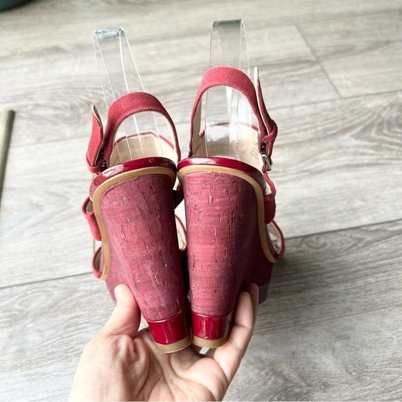 Franco Sarto Wine Suede Leather Wedge  Sandals - Picture 4 of 16